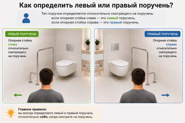 Поручень для унитаза напольный из нержавеющей стали левый