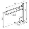 Поручень для туалета откидной на стойке стальной, белый с бумагодержателем